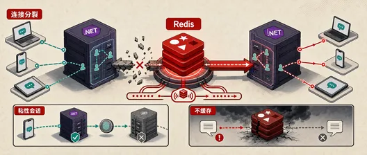 用 Redis Backplane 横向扩展 SignalR：消息路由、粘性会话与故障边界