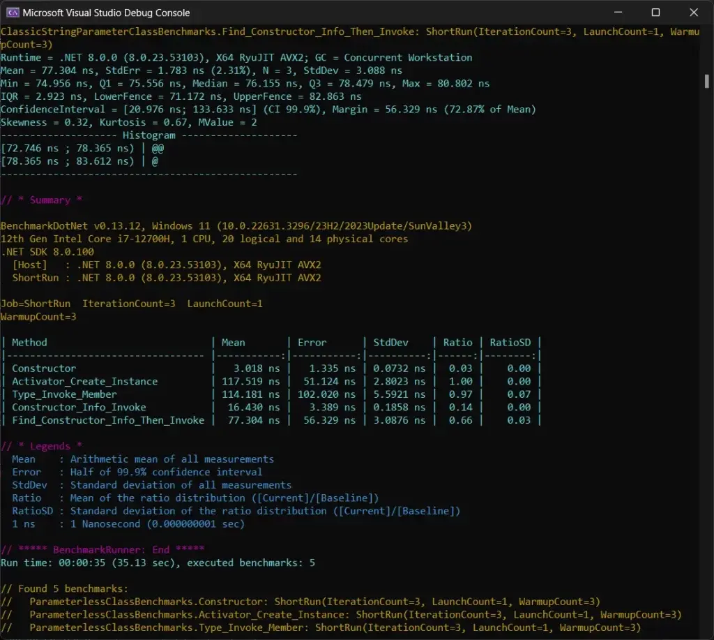 BenchmarkDotNet的DotNet反射结果 - 比较带有一个参数的构造函数的ConstructorInfo